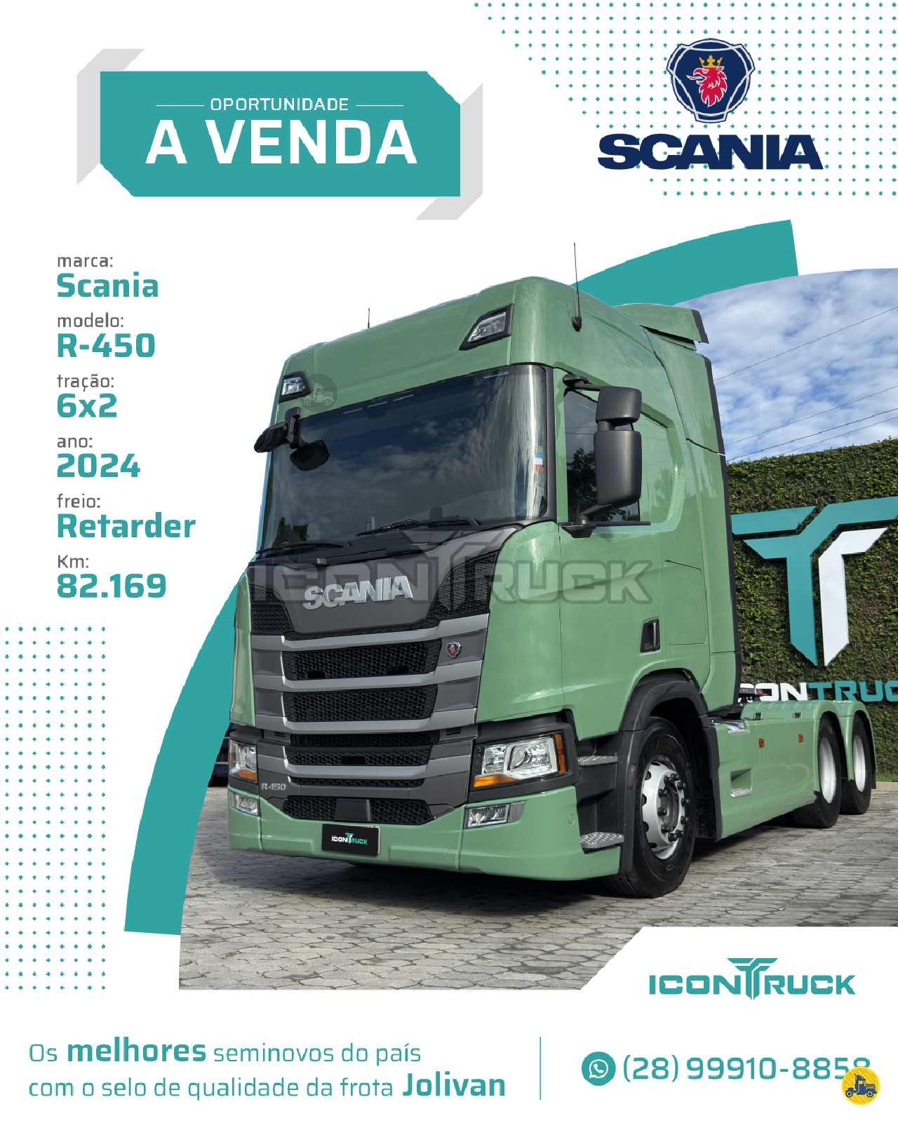 CAMINHAO SCANIA SCANIA R450 Cavalo Mecânico Cavalo 6x2 Icontruck -  Jolivan ICONHA ESPÍRITO SANTO ES